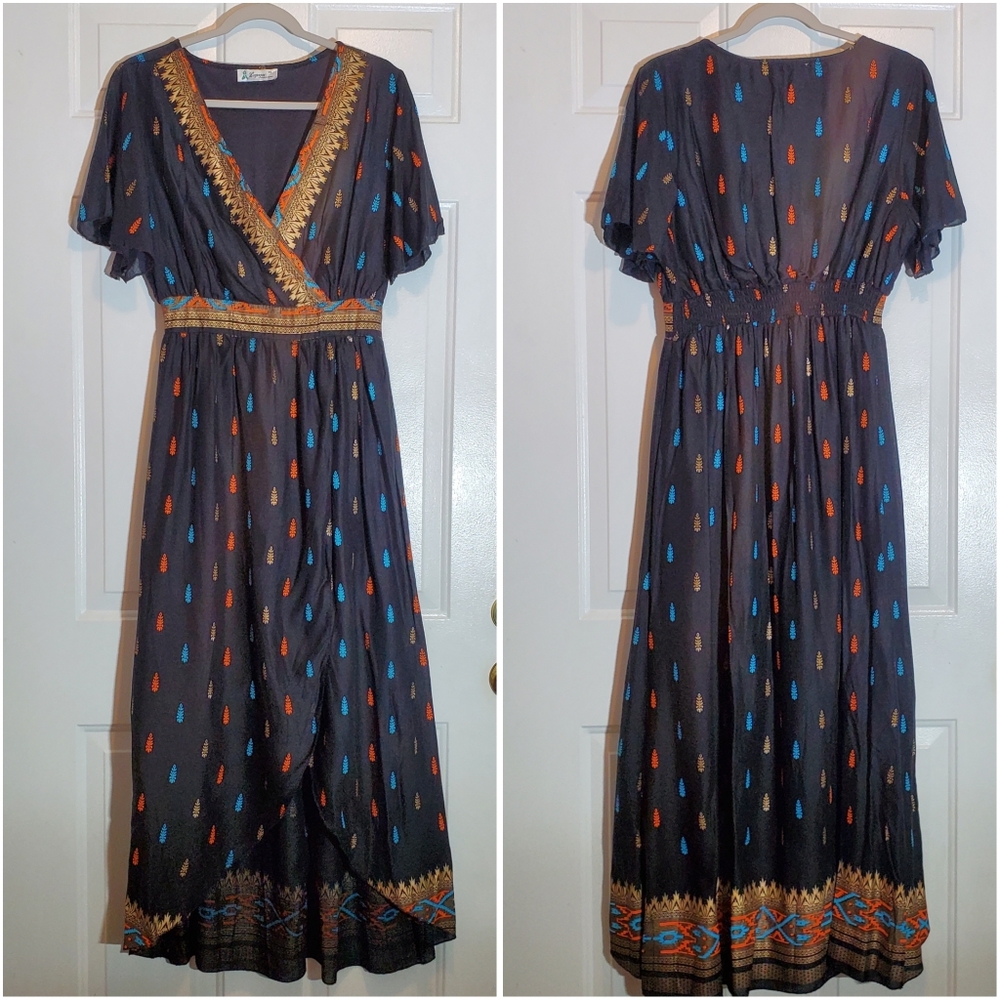 Lapogee Aztec Maxi Dress Size XL Boho